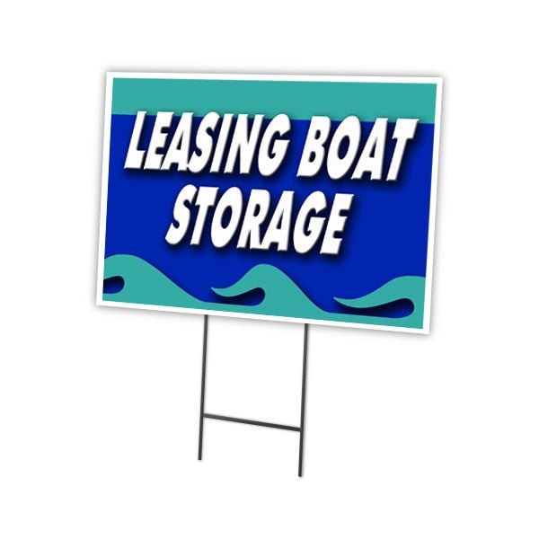Signmission Leasing Boat Storage Yard & Stake outdoor plastic coroplast window, C-1216-DS-Leasing Boat Storage C-1216-DS-Leasing Boat Storage - main